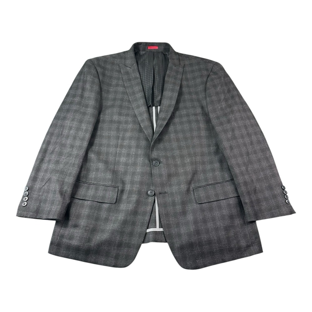 John Varvatos Gray Purple Checked Polyester Blend Half Lined Men's Sportcoat 44R